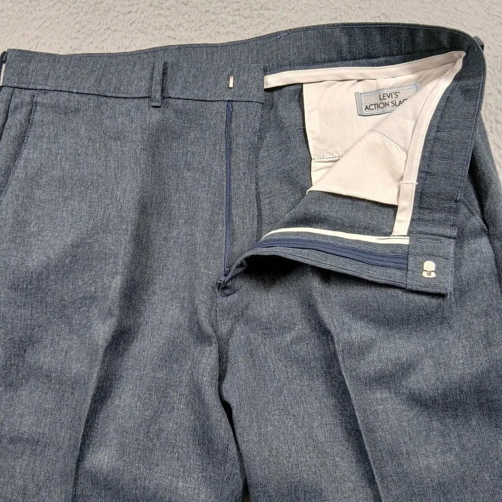 Vintage‎ Levi's Action Slacks Mens 36x30 Gray 100% Polyester Made in USA EUC